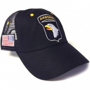 Baseball Caps 101st Airborne Division Low Profile Hat Cap Black Yellow Mesh Trucker Style - CQ194I5A47R $49.09