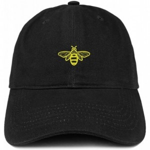Baseball Caps Bee Embroidered Brushed Cotton Dad Hat Cap - Black - CH185HM8YG0 $35.73