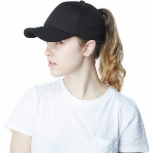 Baseball Caps Women High Bun Ponytail Hat Light Weight Stretch Fit Mesh Quick Dry Structured Cap - Black - CO18I6R88OA $22.10