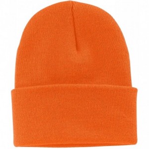 Skullies & Beanies Port & Company Men's Knit Cap - Neon Orange - CS11QDRZXVR $17.13