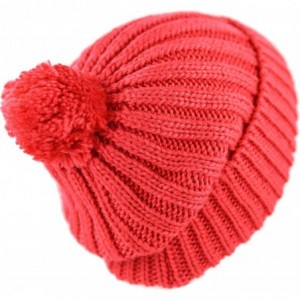 Skullies & Beanies Women Winter Oversized Chunky Thick Stretchy Knitted Pom Pom Beanie Fleece Lined Beanie Hat - 2. Straight ...