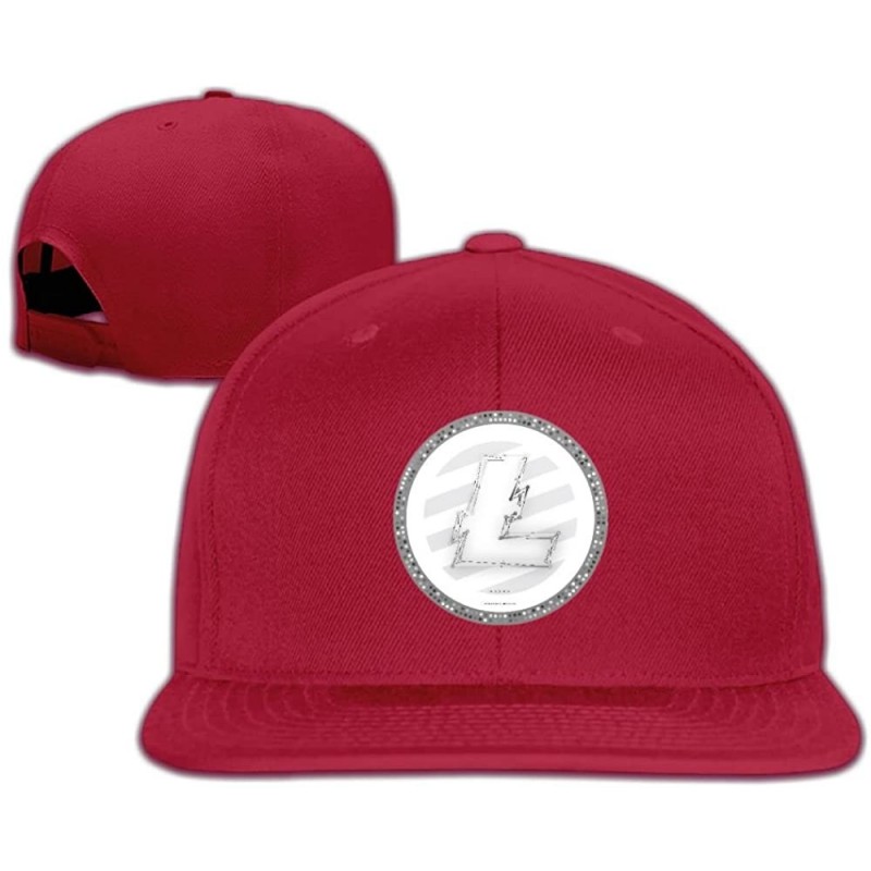 Skullies & Beanies The Litecoin LTC Mens Premium Flat Baseball Cap Adjustable Flat Hat - Red - CK189UZW2LI $33.25