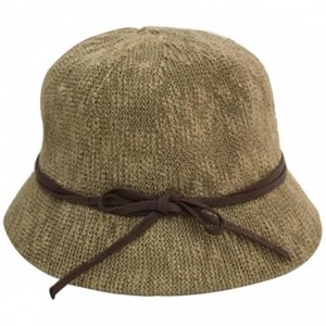 Bucket Hats Women's Vintage Bucket Bowler Sun Hat Summer Beach Bowknot - Khaki - C018099ZMHT $43.99