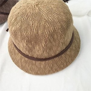 Bucket Hats Women's Vintage Bucket Bowler Sun Hat Summer Beach Bowknot - Khaki - C018099ZMHT $51.51