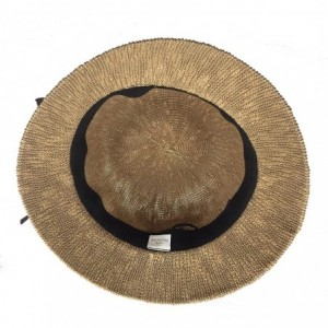 Bucket Hats Women's Vintage Bucket Bowler Sun Hat Summer Beach Bowknot - Khaki - C018099ZMHT $21.42
