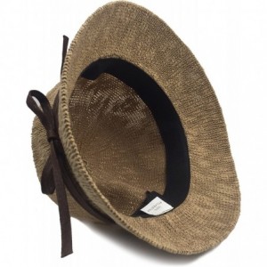 Bucket Hats Women's Vintage Bucket Bowler Sun Hat Summer Beach Bowknot - Khaki - C018099ZMHT $50.93