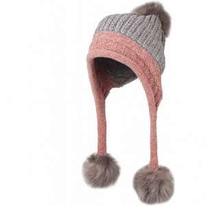Skullies & Beanies Fleece Lining Thick Cable Knit Beanie Hat Pom Earflaps DZ70029 - Grey - CG18L762IOE $45.54
