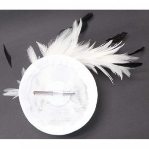 Berets Womens Fascinator Hat Sinamay Pillbox Flower Feather Tea Party Derby Wedding Headwear - Z White - CA195MZ276L $9.66