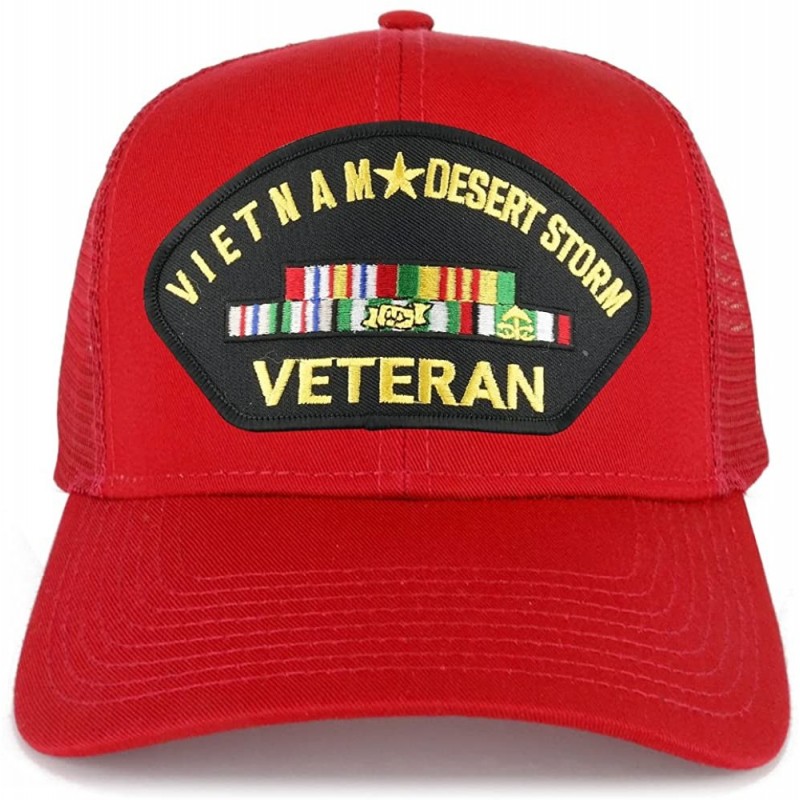 Baseball Caps Vietnam and Desert Storm Veteran Embroidered Patch Snapback Mesh Trucker Cap - Red - CV189OKZM6Z $34.62