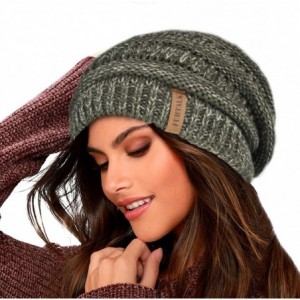 Skullies & Beanies Knit Beanie Hats for Women Men Fleece Lined Ski Skull Cap Slouchy Winter Hat - 10-mix Green - CZ18UYGO7I2 ...