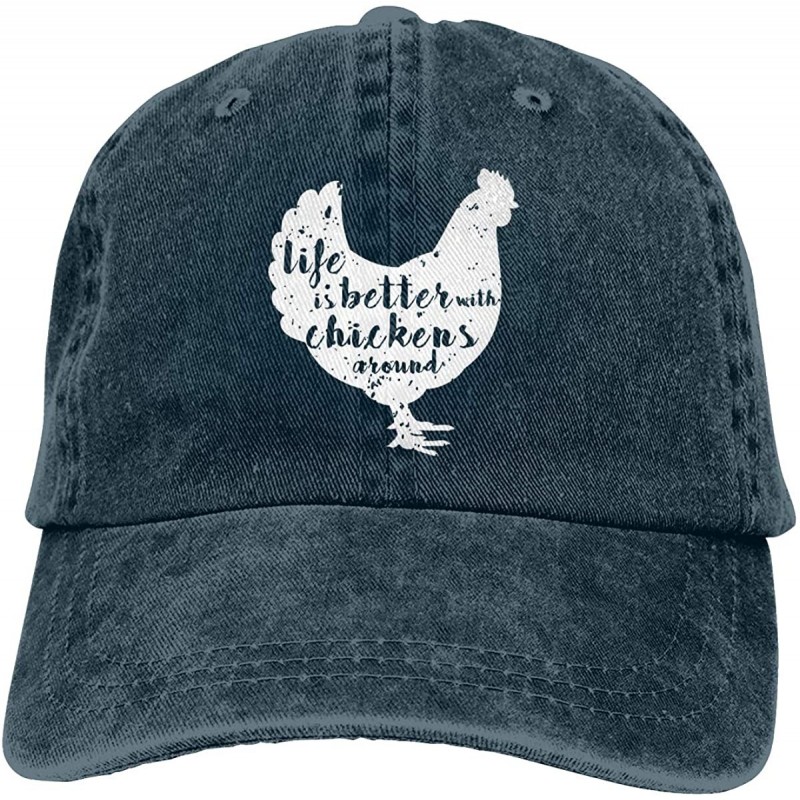 Baseball Caps Life is Better with Chickens Around Vintage Adjustable Ponytail Cowboy Cap Gym Caps for Female Women Gifts - Na...