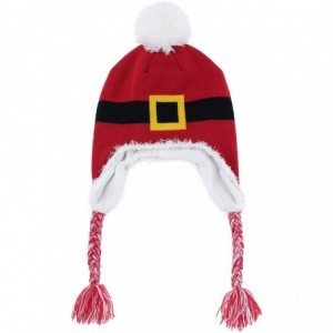 Skullies & Beanies Ladies Christmas Tree Knit Hat with 3D Poms- Bells and Star - Red - CM18M58UM7U $28.52