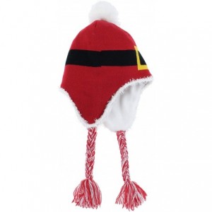 Skullies & Beanies Ladies Christmas Tree Knit Hat with 3D Poms- Bells and Star - Red - CM18M58UM7U $31.37