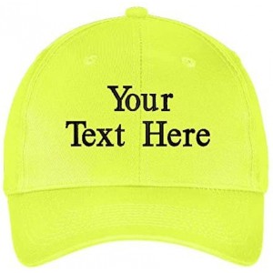 Baseball Caps Custom Embroidered Structured Baseball Cap Add Your Own Text - Neon Yellow - CC1953YGNRQ $60.84