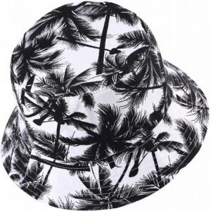 Bucket Hats Unisex Cute Print Bucket Hat Summer Fisherman Cap - Palm Tree Black - C518STM6026 $34.11