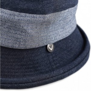 Bucket Hats Light Weight Packable Women's Wide Brim Sun Bucket Hat - Collete- Denim Blue - C318GQOQ5RH $34.88