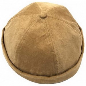 Skullies & Beanies Unisex Beanie Corduroy Docker Brimless Hat Rolled Cuff Harbour Hat - Beige - C918LGE6ME4 $25.11
