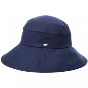 Sun Hats Womens UPF50+ Linen/Cotton Summer Sunhat Bucket Packable Hats w/Chin Cord - 89312_navy - C918SMCAE9E $41.51