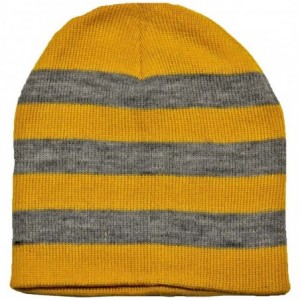 Skullies & Beanies Tight Fitting Striped Knit Beanie Cap - Yellow - CZ110MOKBB9 $18.69