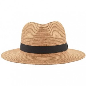 Bucket Hats Unisex Summer Foldable Fisherman Brim Bucket Hat Jazz Sunshade Panama Trilby Fedora Hat Gangster Cap - Khaki - CE...
