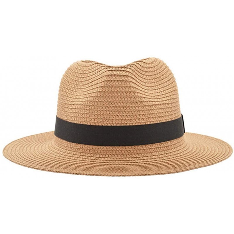 Bucket Hats Unisex Summer Foldable Fisherman Brim Bucket Hat Jazz Sunshade Panama Trilby Fedora Hat Gangster Cap - Khaki - CE...