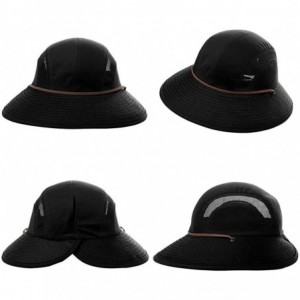 Sun Hats UV50 Foldable Sunhat Women Ponytail Hole Safari Beach Fishing Bucket Hat 55-61CM - 00707_black - CS18RR5820R $38.17