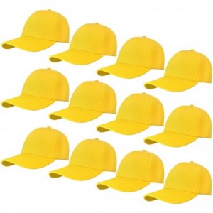 Baseball Caps Wholesale 12-Pack Baseball Cap Adjustable Size Plain Blank Solid Color - Yellow - CA196IMDMMI $53.04
