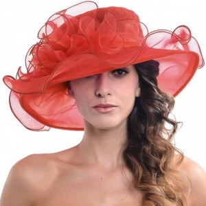 Sun Hats Kentucky Derby Church Hats for Women Dress Wedding Hat - Red - CG12BSC25LH $35.02