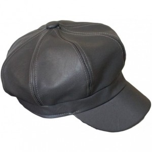 Newsboy Caps Women's Vintage Pu Leather Newsboy Hat Cap - Grey - CU12N6LXH19 $10.23