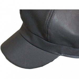 Newsboy Caps Women's Vintage Pu Leather Newsboy Hat Cap - Grey - CU12N6LXH19 $24.06
