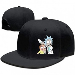 Baseball Caps Unisex Snapback Baseball Cap Peaked Hat Adjustable Flat Brim Hip Hop Cap - Black - CN189ZSD933 $23.16