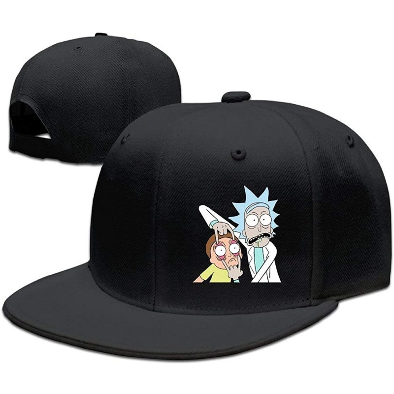 Baseball Caps Unisex Snapback Baseball Cap Peaked Hat Adjustable Flat Brim Hip Hop Cap - Black - CN189ZSD933 $14.60