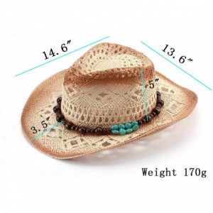 Cowboy Hats Classic Straw Cowboy Cowgirl Hat Bendable Brim - Beige - CI17XDACSO6 $17.60