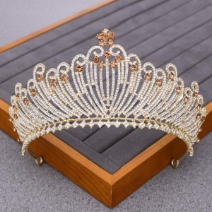 Headbands Luxurious Bridal Crowns And Tiaras Gold Tiara Crystal Rhinestone Wedding Crown-Light Gold3 - Light Gold3 - CD1920NL...
