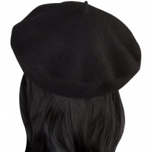 Berets French Beret- Lightweight Casual Classic Solid Color Wool Beret - Black - CK12ERST0T9 $12.52
