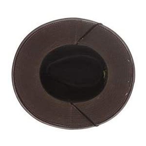 Cowboy Hats Men's Oil Cloth Safari Hat With Leather Trim - Brown - CW116FQ329L $50.16
