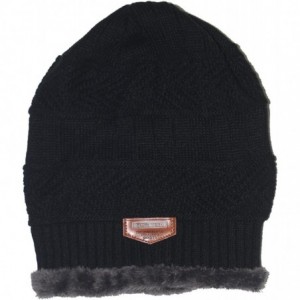 Skullies & Beanies Mens Winter Beanies Hat Soft Lined Thick Wool Knit Skull Cap - Black - CE12NRIWLPN $22.25