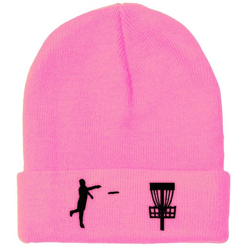 Skullies & Beanies Custom Beanie for Men & Women Disc Golf Sport Embroidery Acrylic Skull Cap Hat - Soft Pink - CP18ZWO6X06 $...