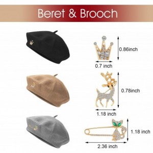 Berets Women Autumn Winter Beret Hat French Style Beret Artist Cap with Gold Brooch Pin (Color Set 2) - CQ18A8T9EMD $28.89