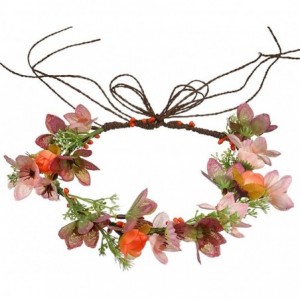 Headbands Adjustable Flower Crown Festivals Headbands Garland Girls Hair Wreath - B0orange - CW18R3CHH0S $21.17