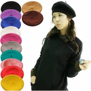 Berets Women's French Style Soft Lightweight Casual Classic Solid Color Wool Beret - Coffee - CW12HGGRY3N $16.58