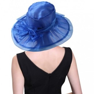 Sun Hats Women's Organza Kentucky Derby Church Fascinator Hat Wide Brim Summer Sun Hat for Bridal Tea Party Wedding - CU18TIS...