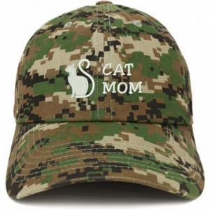 Baseball Caps Cat Mom Text Embroidered Unstructured Cotton Dad Hat - Digital Green Camo - C118S83ZM8C $35.71