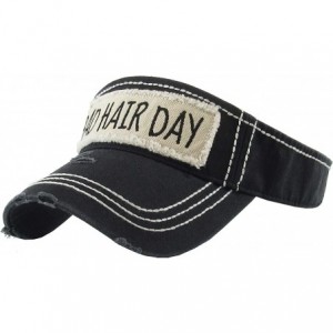 Visors Womens Baseball Cap High Ponytail Bun Half Visor Adjustable Athletic Hat - Bad Hair Day - Black - CT18DITRWM8 $36.99