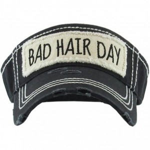 Visors Womens Baseball Cap High Ponytail Bun Half Visor Adjustable Athletic Hat - Bad Hair Day - Black - CT18DITRWM8 $35.66