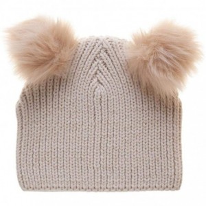 Skullies & Beanies Woman's Warm Soft Cable Lace Pom Furry Flower Crochet Fashion Knit Hat - Pom Beanie - C8192HYXZRE $25.31