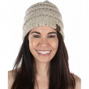 Skullies & Beanies Exclusives Womens Beanie Solid Ribbed Knit Hat Warm Soft Skull Cap - Oatmeal - Confetti - CB18XAXS378 $21.69