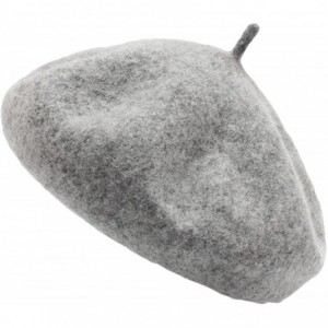 Berets Women's Classic Wool French Beret Solid Color - Grey - CQ188YY37EO $22.76