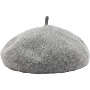 Berets Women's Classic Wool French Beret Solid Color - Grey - CQ188YY37EO $24.61