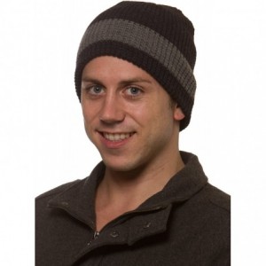 Skullies & Beanies Men's Double Layer Heavy Knit Hat with Fleece Trim Lining H706 - Grey - C41264ZRD5V $8.43